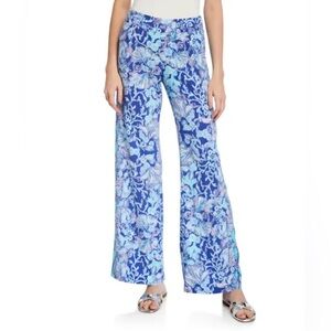 Lilly Pulitzer Blue and White Wide Leg Pants palazzo bal harbor